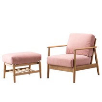 리바트 올 뉴탐 1인 패브릭소파 오토만 세트 (8색), (옵션4)핑크+오크