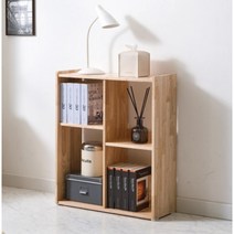 뒷공간 오픈형 고무나무원목 2단 4칸 책장(63cm) 이쁜 서재용 디자인 아파트 거실 LP
