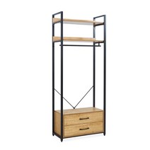 씨앤씨구스 수납옷장 디엘르 멜리 텐션 800 2단서랍 행거옷장 옷장, 오크블랙