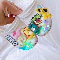쇼클 레고 공룡 led 야광 신발꾸미기 샌들꾸미기