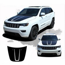 지프 그랜드 체로키 자동차 스티커 보닛 후드 스티커 센터 후드 데칼 스트라이프 비닐 그래픽 키트 2011-2018 2019, 검은색