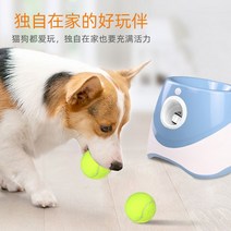 공던지는기계 자동 장난감 기계 강아지 고양이 볼 던져주는 분리불안 보상, E. 파란색머신+테니스공6개