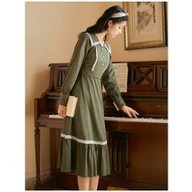 개화기 경성 스타일 사진 광고촬영 원피스 매직 여성복 가을겨울 슬림 프렌치 빈티지 소녀