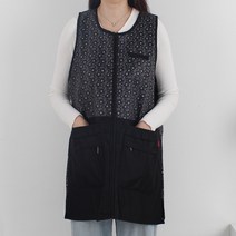 쉬이즈홈 22FW 방수 기모 지퍼 페이즐리 원피스 앞치마, 블랙