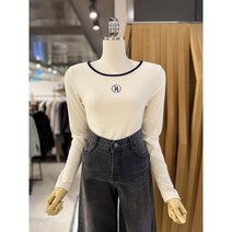 ab.fz 자수 라운드 배색 긴팔 티셔츠 ABXX1QK43C US