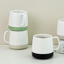 전통차 녹차 모노 투톤 디자인 머그컵 350ml 카푸치노 선물용 콜라, 카키