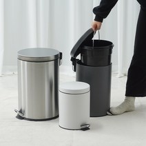 양철쓰레기통 종량제 쓰레기통 페달 화장실 스텐 휴지통 5L, 무광 스텐