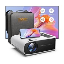 YABER Pro V8 프로젝터 WiFi 6 Bluetooth 2023 업그레이드 450 ANSI 기본 1080P 영화 4P4D 키스톤 보정 300Zoom TV 스틱 Android, 기준_하얀색