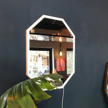 LED 간접 - 비비안 8각 직사각 거울 600x800, 골드