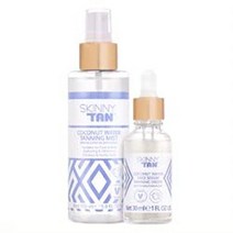Skinny Tan 코코넛 워터 셀프 태닝 키트 | 30ml 페이스 세럼 태닝 드롭 | 143.7g(5.5온스) 하이데이팅 태닝 미스트 | 모이스처라이징 내추럴 글로우 미세 라인과