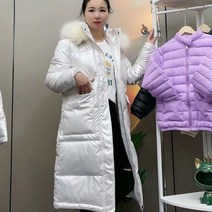 여성용 유광 패딩 겨울 패션 퍼 카라 롱 패딩 코트 4컬러