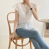 셀러허브(잡화) 여자 프릴 민소매 라운드 여름 블라우스