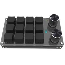 JINUS 레이저키보드 무접점키보드 RGB 기계식 12 키 2 노브 프로그래밍 매크로 키보드 블루투스 USB 사용자 정의 볼륨 버튼 게임 포토샵 키패드, [01] Black