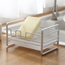 [2종세트] 심플 물빠짐 수세미 거치대 세트, 화이트