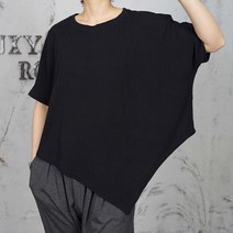 벅시루 여성 린넨 뾰족언발 박시 슬라브 반팔티