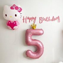 (파티셔스) 산리오풍선 생일파티 3종세트 대형헬로키티풍선, 6