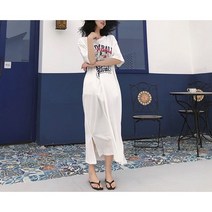 (시즌오프세일) 라미럽 반팔 롱원피스 루즈핏원피스 트임원피스 프린팅원피스 여름 오버핏원피스 캐주얼 원피스 등원룩