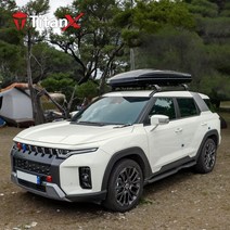 타이탄엑스 전차종 차량 루프박스 대용량 경차 SUV 승용차 레이 QM6 쏘렌토 캐스퍼, 블랙, 레일형가로바, 1개