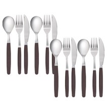 마호커트러리 성인용 양식스푼 4p + 나이프 4p + 포크 4p 3종세트, 브라운, 1세트