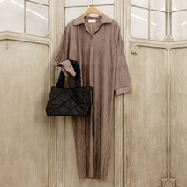 찰랑 플리츠 봄가을 카라 루즈핏 롱원피스