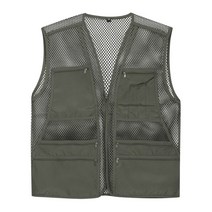 [KT알파쇼핑]여름 남성 통기성 매쉬 다용도 포켓집업 조끼 HS-VES-WF1-그레이