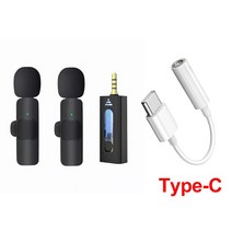 3.5mm 무선 라발리에 라펠 마이크 카메라 스피커용 소음 감소 유튜브용 스마트폰 녹음, K35 Type-C 2, 07 K35 Type-C 2
