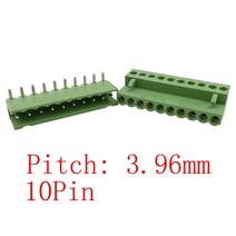 10 세트 HT3.96mm 커넥터 2P 3P 4P 5P 6P 7P 8P 9P 핀 피치 3.96mm 300V 직각 수 암 PCB 단자대, [09] 10Pin 10P에어s