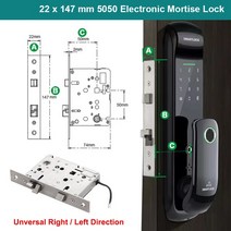 지문인식 무타공 도어락 스마트 도어 잠금 Tuya WiFi TTlock 블루투스 지문 장치 지문/암호/RFID 카드/키/앱 해제, [01] TT Lock Version, [03] 22x147mm