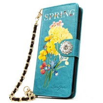 유미폰 FF Spring Flower 손목체인스트랩증정 DIA 5만원권 카드지폐수납 내구성 좋은 다이어리 핸드폰 케이스/갤럭시 A80 케이스 A805