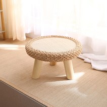 라탄 티 테이블 세트 원형 사각 방석 홈 카페 좌식 인테리어 디자인, 통나무다리 테이블
