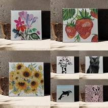 [모노기와] 명화 탁상 풍수 금전운 인테리어 미니 그림액자15x15+거치대포함 55종, 선택:2203-022-핑크레드장미