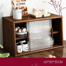 카페장 모루유리 홈카페 주방 미니 그릇 수납장 목재, 1, 60cm 다크브라운
