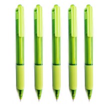 [마치] 클릭 파스텔 니들볼펜 0.7mm 검정심볼펜 국산 판촉 홍보용볼펜 4color, 5개입, 연두