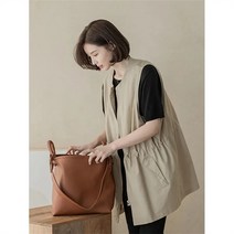 꽃소담 여성 루즈핏 밴딩 베스트 민소매 트렌치 QQJ843