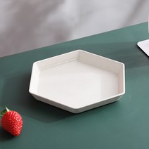 밀짚 6 각형 디너 플레이트 파티 디저트 푸드 플레이트 과일 플레이트 두꺼운 트레이 요리 다기능 주방 악세사리, Beige