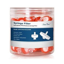 SimPure 주사기 필터 PTFE 소수성 멤브레인 100개 0.22um 모공 사이즈 13mm 디스크 직경 HPLC 및 GC 바늘 비살균 높은 처리량 실험실 배럴 포장, 100pcs_PTFE 13mm 0.22um