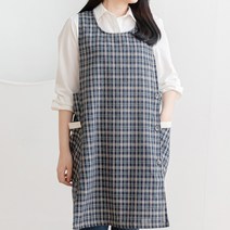 모던 체크라인 원피스앞치마 옆주머니형, 1개