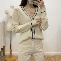 마쉬옐로우 에델린 브이넥 골지 니트 가디건 (3colors)