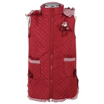 이솔홈 모자신형 조끼 누빔 기모 겨울 앞치마, 모자신형 조끼 앞치마 레드