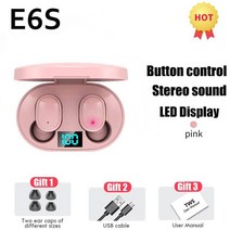 E6S 무선 블루투스 이어폰 이어버드 노이즈 캔슬링 스포츠 헤드셋 마이크 A6S 헤드폰 휴대폰용 판매, 러시아, [05] Pink