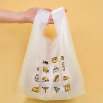 [대한잡화점] 다양한 배달포장 손잡이 비닐봉투, 이모티콘 (소) 비닐봉투 (100매), 1세트, 100매