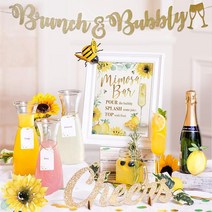 Lemon Bee 해바라기 미모사 바 키트 - Momosa 범블비 벌집 베이비 샤워 액세서리 메인 스퀴즈 신부 브런치 장식 골드 버블 배너 표지판 Honey What Will, Yellow