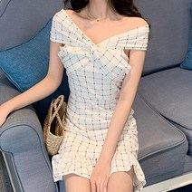 하늘하늘 시원한 봄 여름 엑스자 랩디자인 오프숄더 원피스 슬림한 라인 미니 /20304799EA