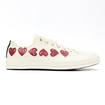 꼼데가르송 (당일) 22FW 꼼데가르송 컨버스 척테일러 멀티 하트 로고 1970S 화이트 로우 스니커즈 P1K117 WHITE