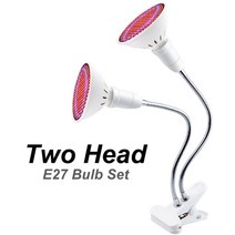 wenni 스펙트럼 led e27 성장 전구 식물 led 수경법 조명 식물 램프 온실 성장 led 전구 모종, 헤드 2개와 전구, 80LED, 미국 플러그