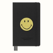 Moleskine Smiley Positivity 한정판 플래너 하드 커버 라지(12.7 x 21cm(5 x 8.25인치)) 날짜 없는 플래너 블랙 240페이지