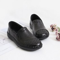 우븐 짜임 가죽 폭신한 단화 로퍼 엄마 중년 신발