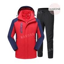 Makone 상표등록 아웃도어 남녀 커플 기모 자켓 등산복 스키복 세트 방수 방우 방풍 낚시복 세트