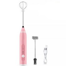 무선 핸드블렌더 전동 휘핑기 미니 믹서기 전기 커피 믹서 충전식 밀크 셰이커 메이커 frother foamer usb 충전 에그 비터 헬드 3 속도 조절 가능한, 분홍색