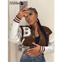 Nibber 가을 겨울 야구 유니폼 재킷 편지 인쇄 탑 2022street 캐주얼 코트 멋진 스타일 봄버 재킷 여성 의류